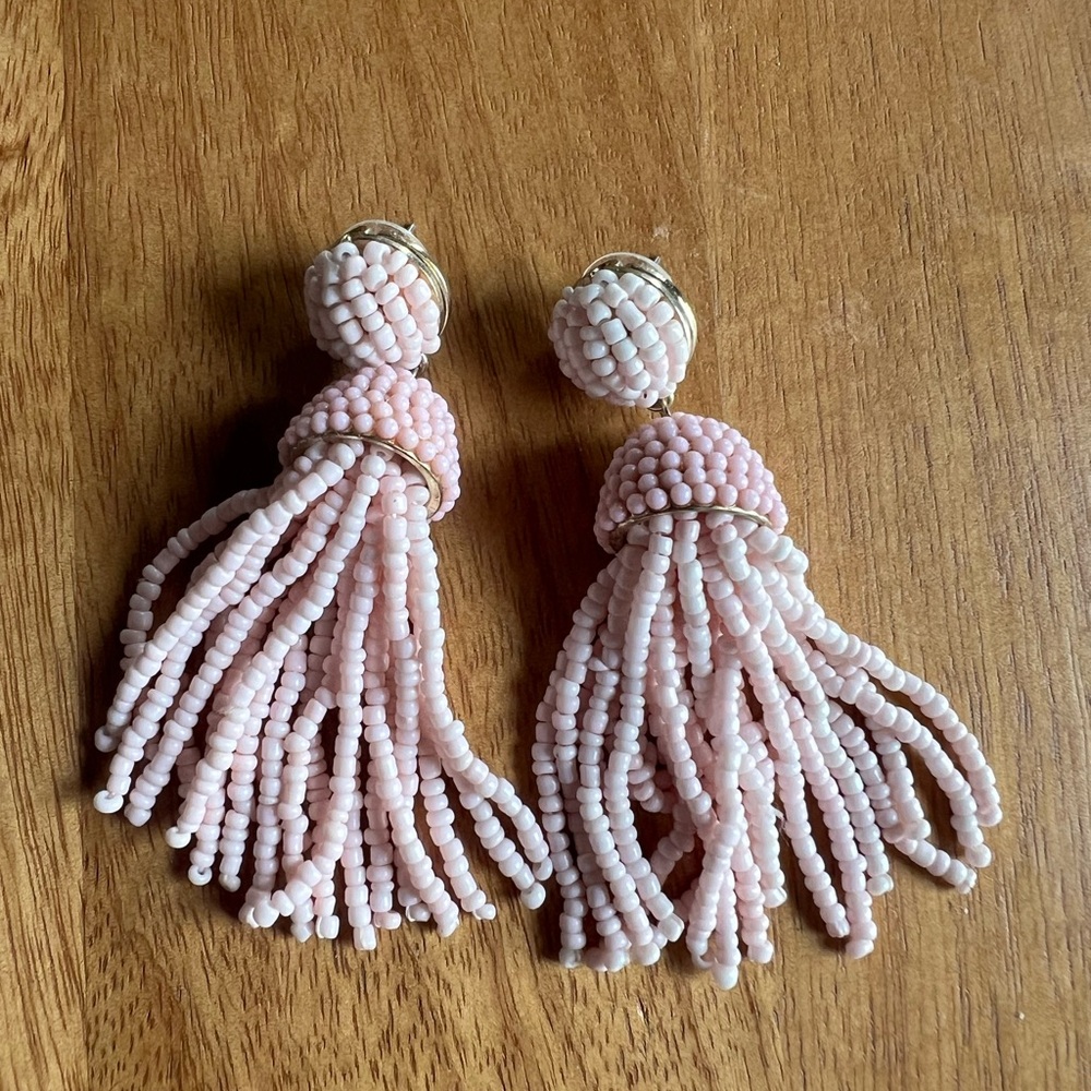 Pink Beaded Bauble Bar Earrings